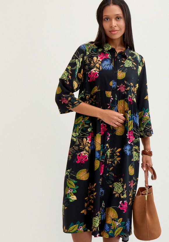 Платье рубашка с тропическим принтом шир.  580, рис. 2