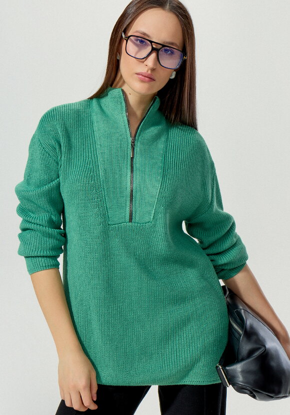 Свитер с высокой горловиной на молнии шир.  580, рис. 1