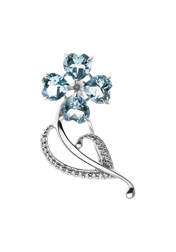 Серебряная брошь Сверкающий цветок шир.  580, рис. 1