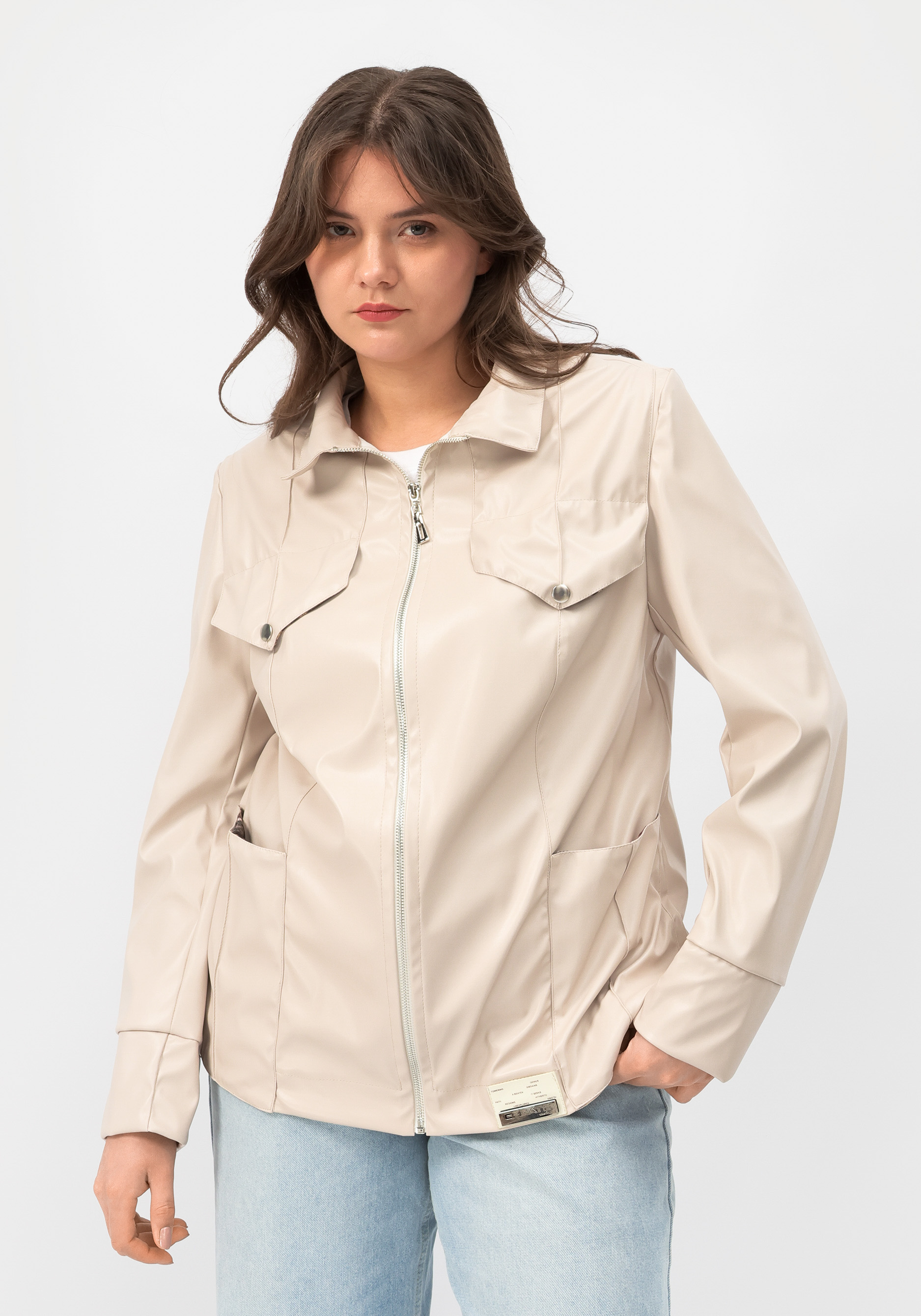 Куртка из экокожи "Хелен" Мечты Данаи, цвет белый, размер 56 - фото 2