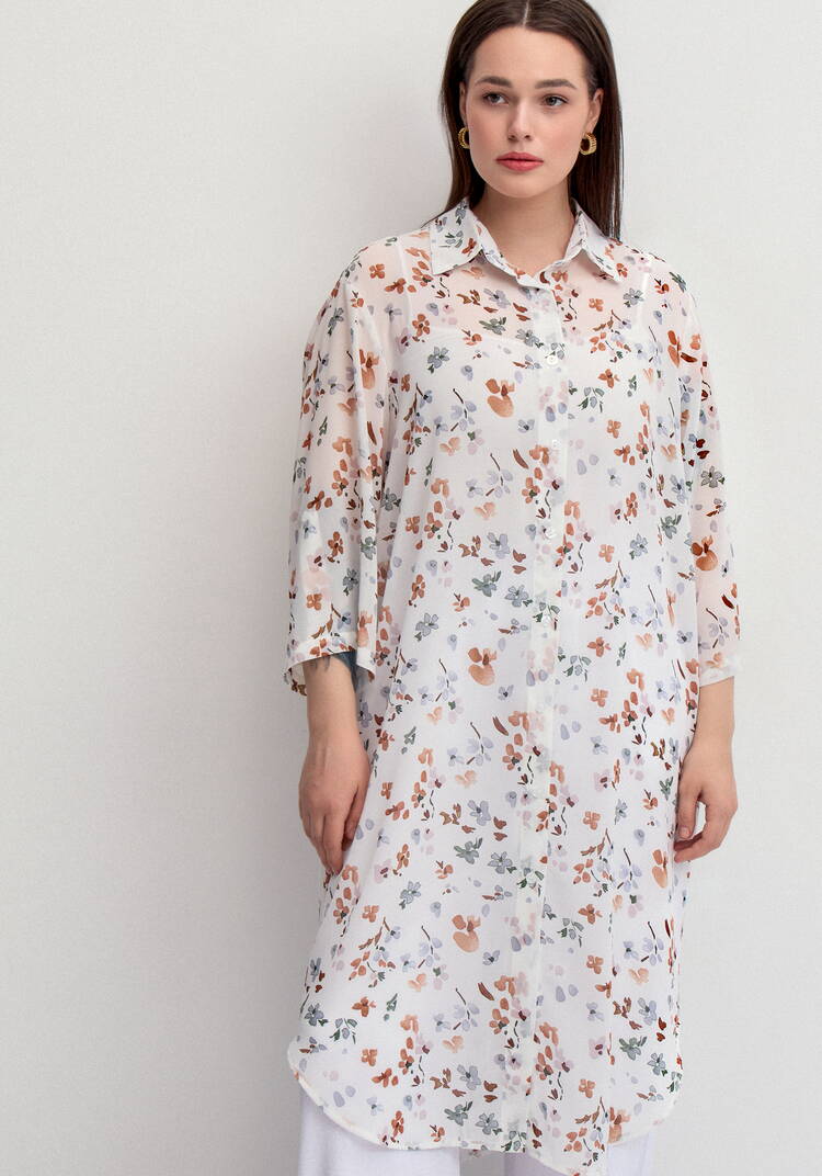 Рубашка с флористическим принтом шир.  750, рис. 27