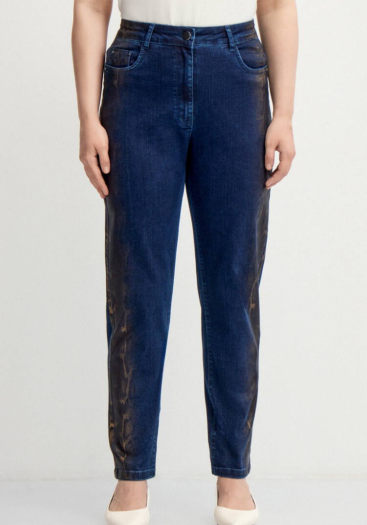 Джинсы со змеиным принтом и напылением шир.  750, рис. 4