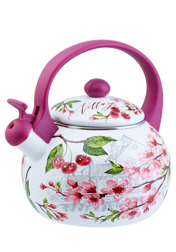 Чайник эмалированный со свистком Цветение шир.  580, рис. 2