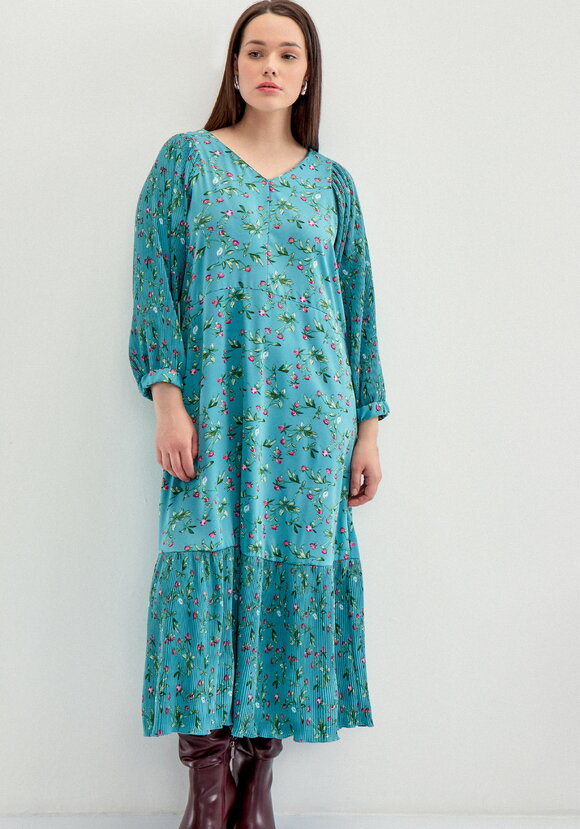 Платье с плиссировкой в цветочный принт шир.  580, рис. 14