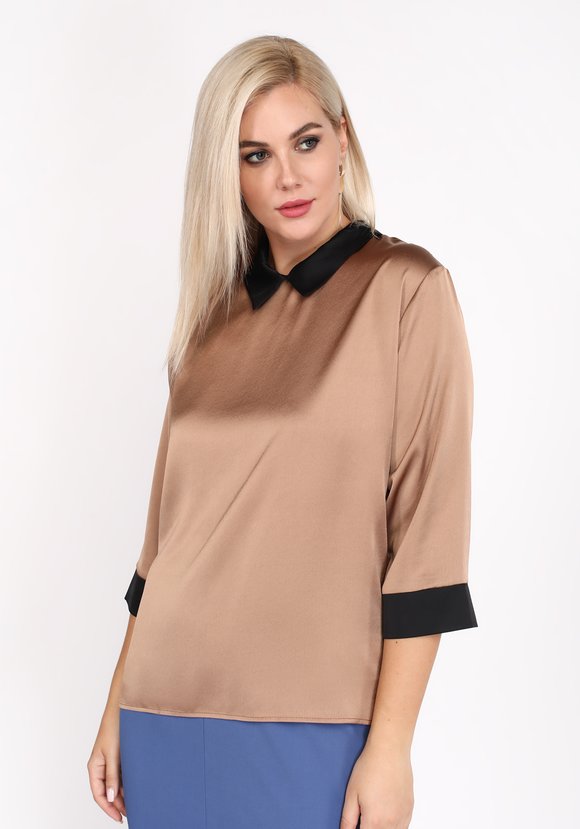 Блуза с контрастным воротничком шир.  580, рис. 5