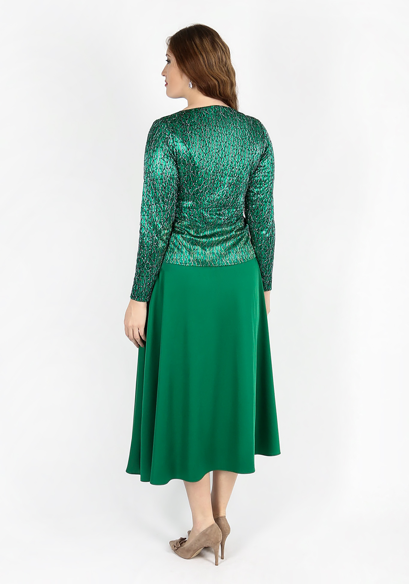 Платье-миди с эффектом двойки GalaGrosso, размер 52, цвет зеленый - фото 3