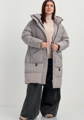 Пуховик стеганый с асимметричными карманами