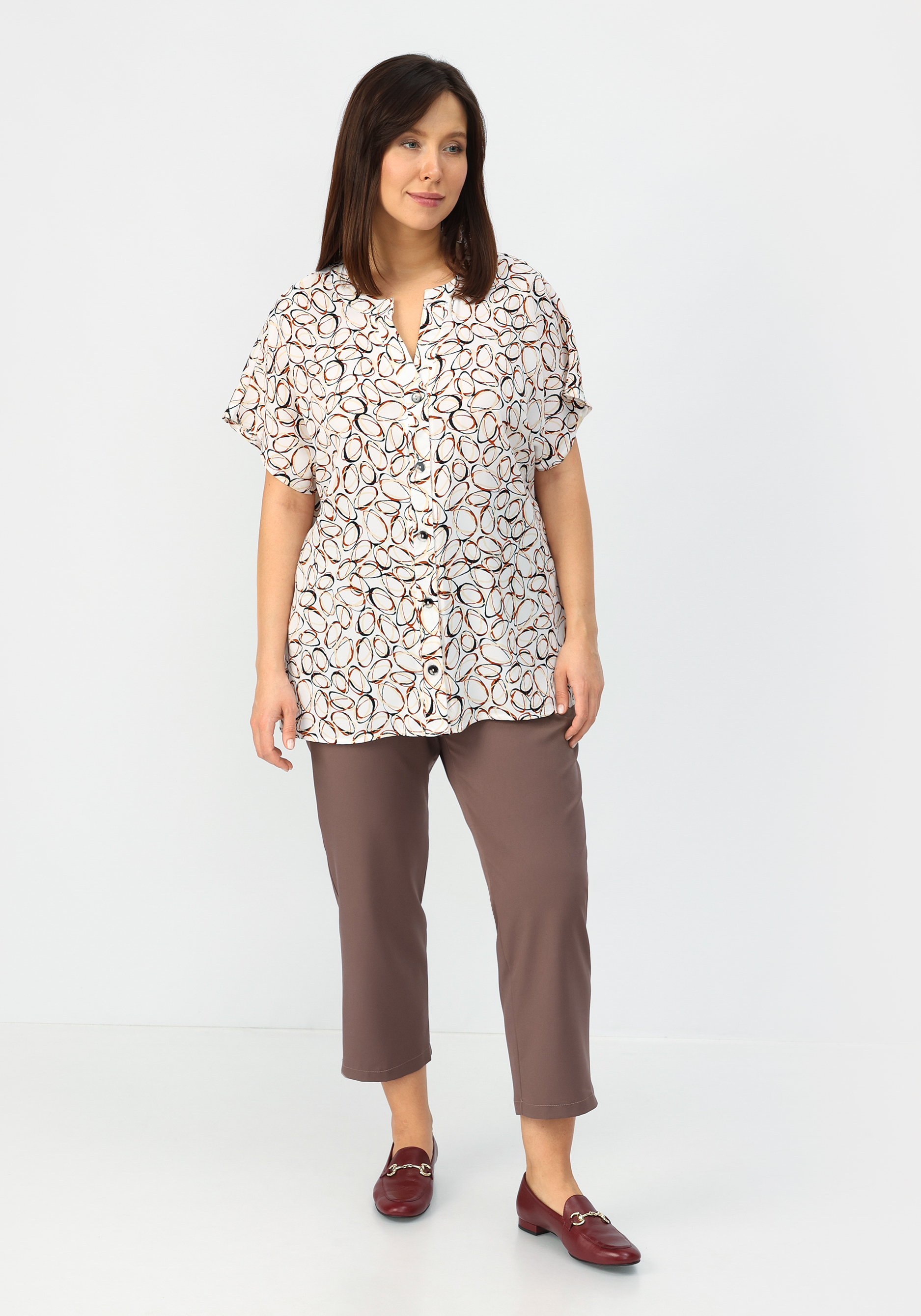 Блуза удлиненная с вырезом VeraVo, размер 60, цвет белый - фото 7