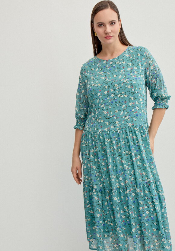 Платье миди из шифона с принтом шир.  580, рис. 35