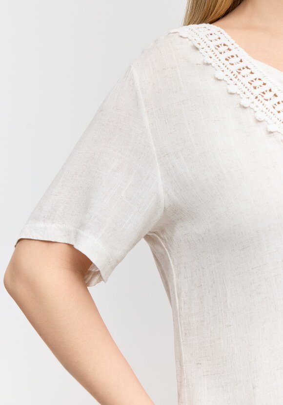 Блуза с кружевной отделкой свободного кроя шир.  580, рис. 6
