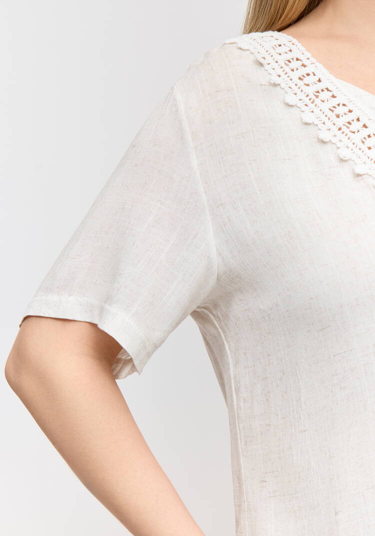 Блуза с кружевной отделкой свободного кроя шир.  750, рис. 6