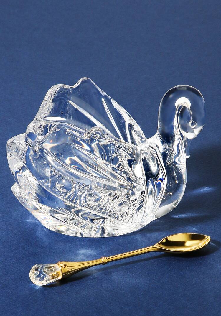 Икорница стеклянная c ложкой Лебедь шир.  750, рис. 3