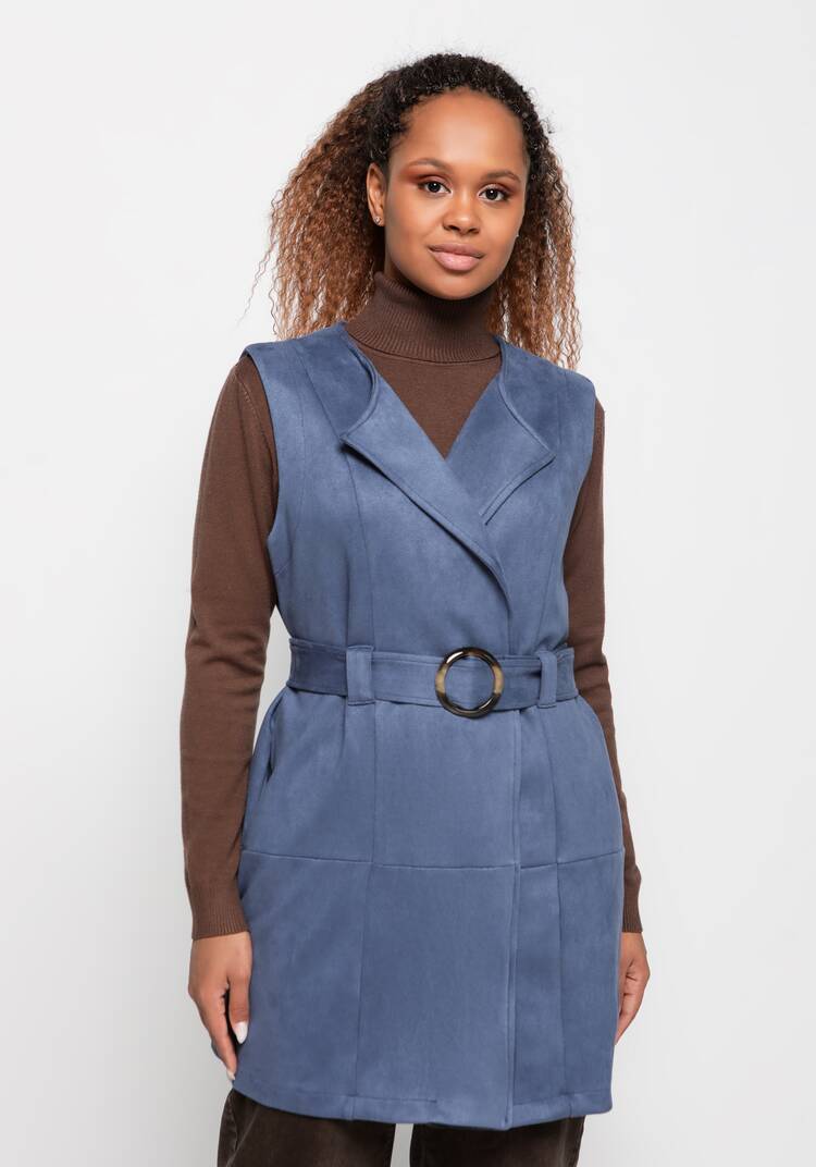 Жилет из экозамши с воротником апаш шир.  750, рис. 19