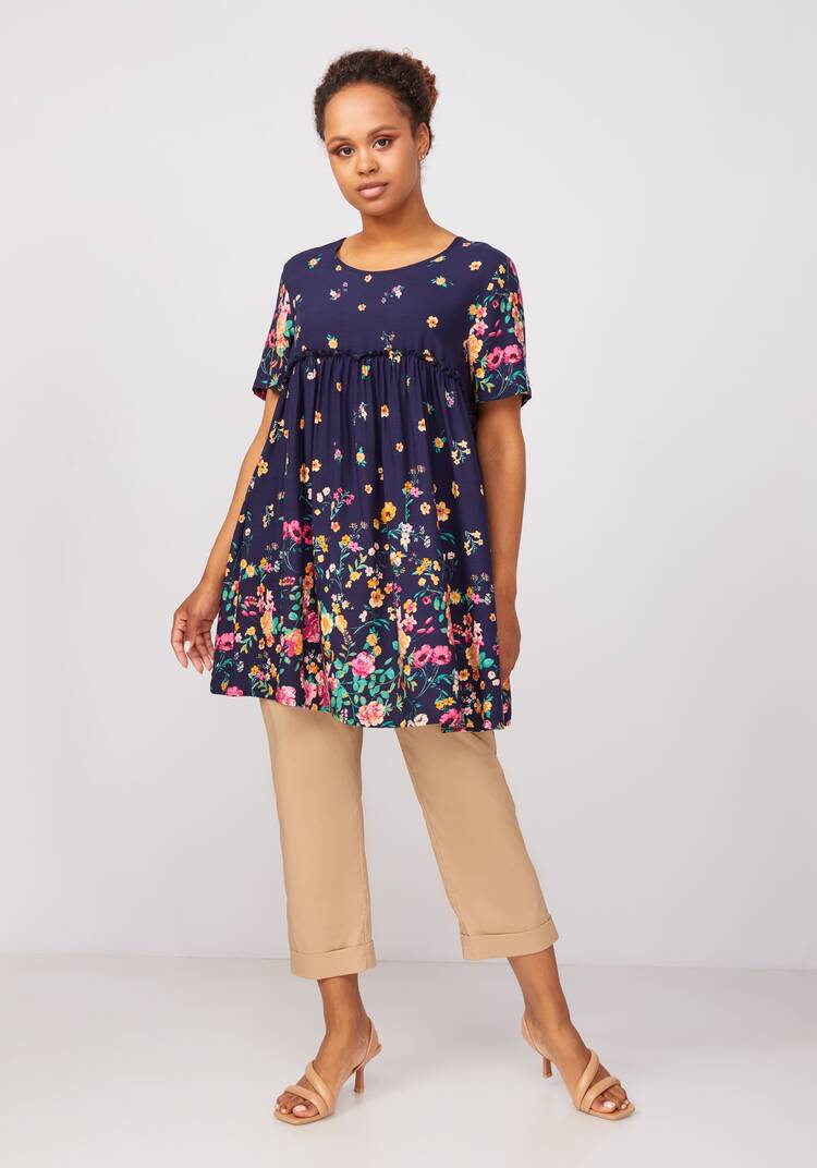 Туника с цветочным принтом свободного кроя шир.  750, рис. 7