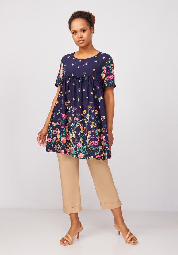 Туника с цветочным принтом свободного кроя шир.  580, рис. 7