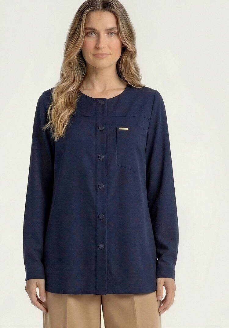 Рубашка на пуговицах из льна шир.  750, рис. 11