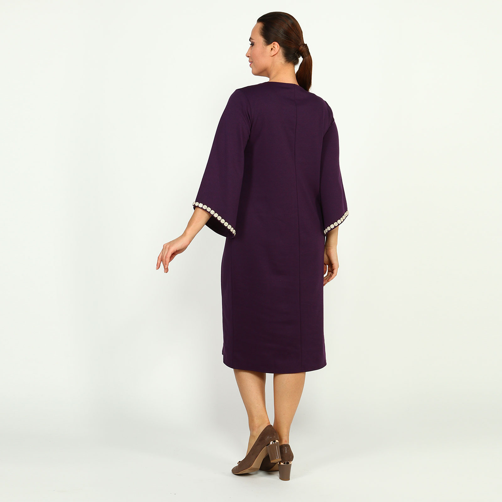 Платье с оригинальными рукавами и декором Bianka Modeno, размер 46, цвет фиолетовый - фото 2