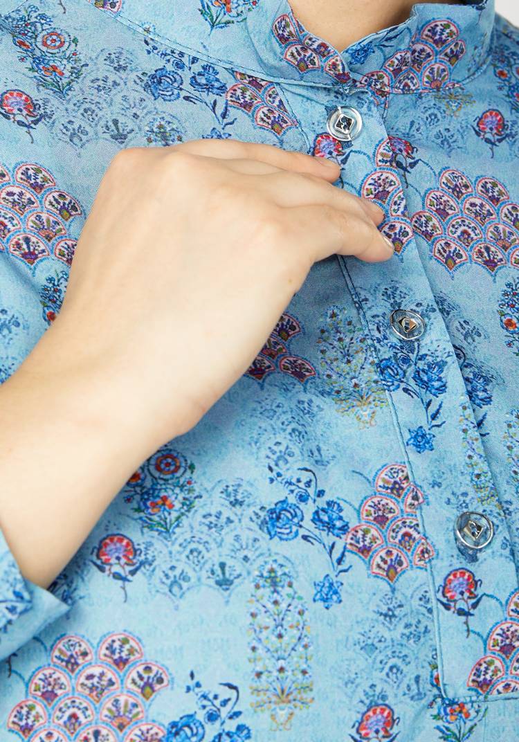 Блуза с принтом и воротником-стойкой шир.  750, рис. 4