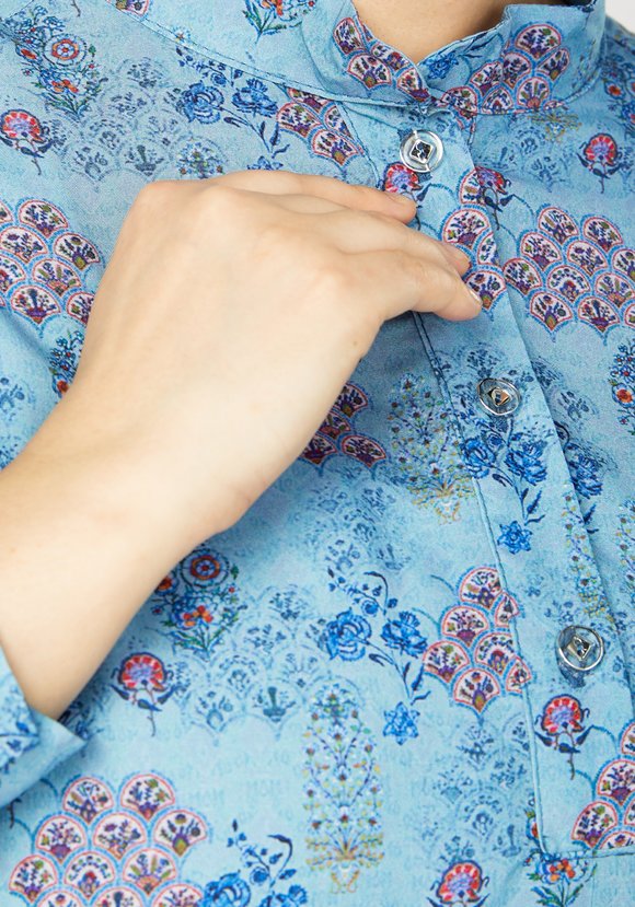 Блуза с принтом и воротником-стойкой шир.  580, рис. 4