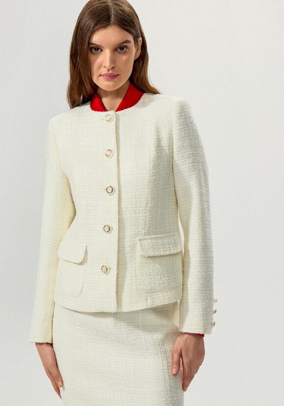 Пиджак из однотонного твида на пуговицах шир.  580, рис. 10