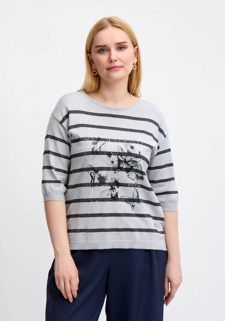 Блуза в полоску с принтом шир.  750, рис. 12