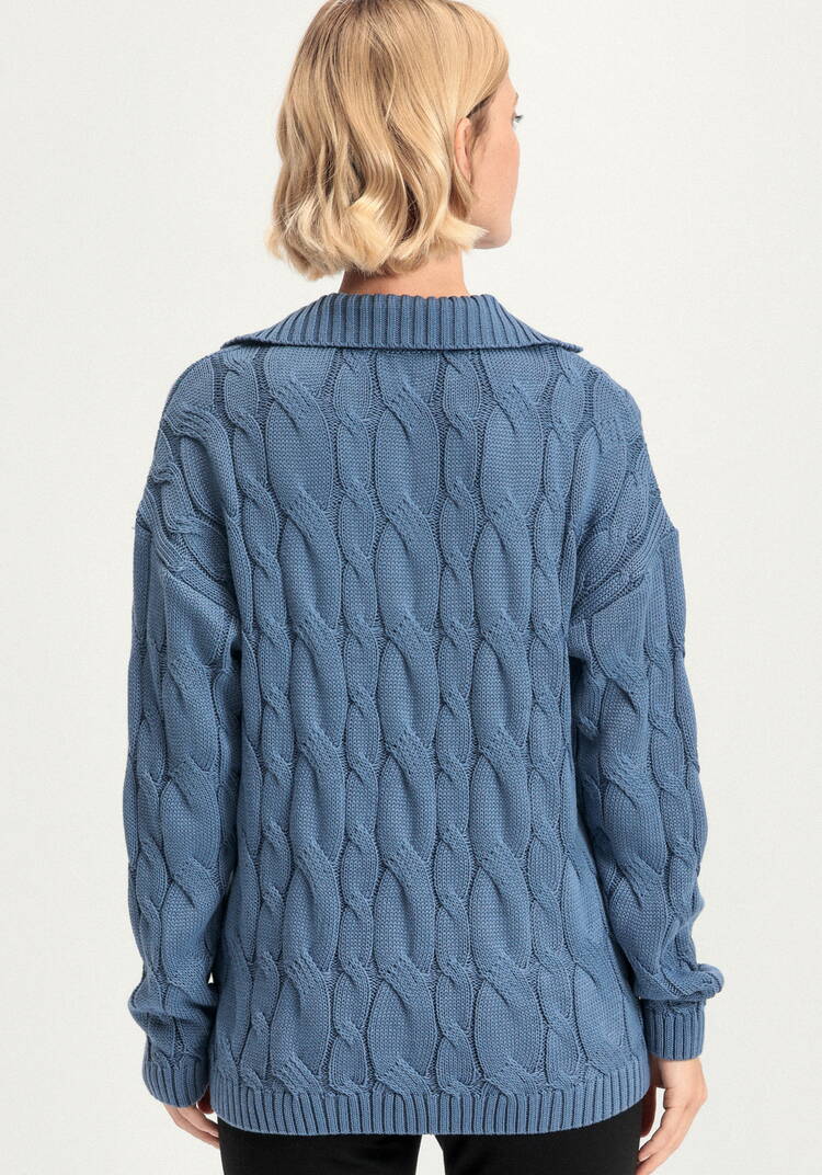 Джемпер с косами и воротником-поло шир.  750, рис. 10