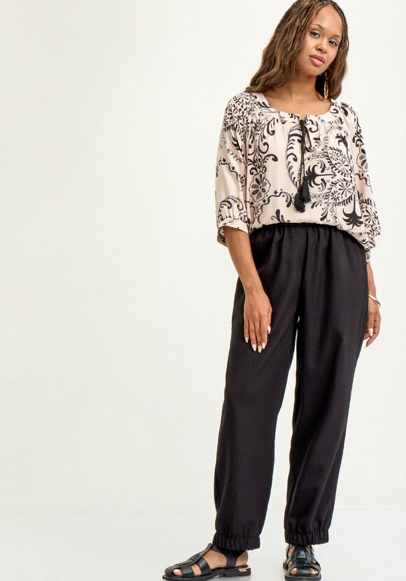 Брюки льняные на резинке по поясу и низу шир.  580, рис. 1