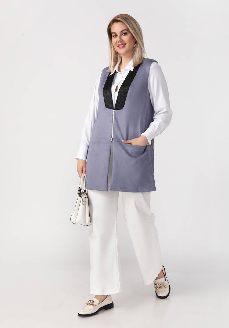 Жилет женский из эко-замши Рита шир.  750, рис. 7