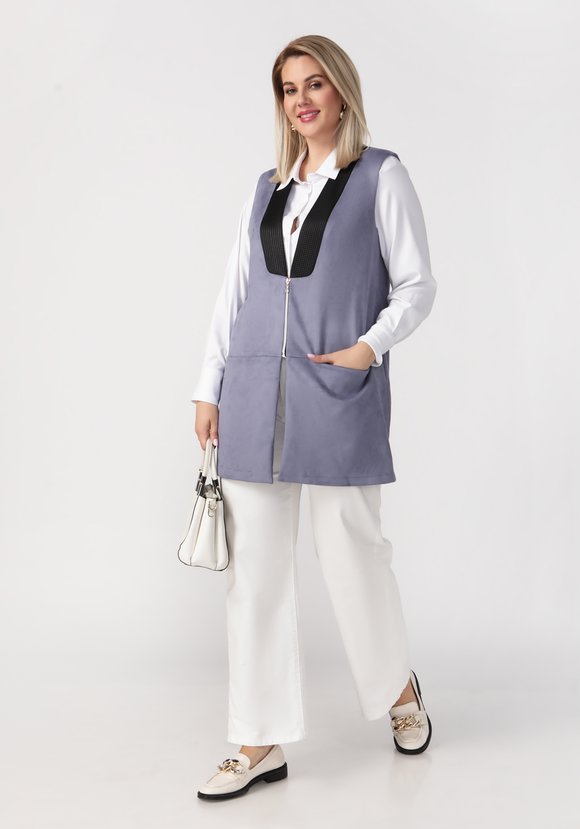 Жилет женский из эко-замши Рита шир.  580, рис. 7