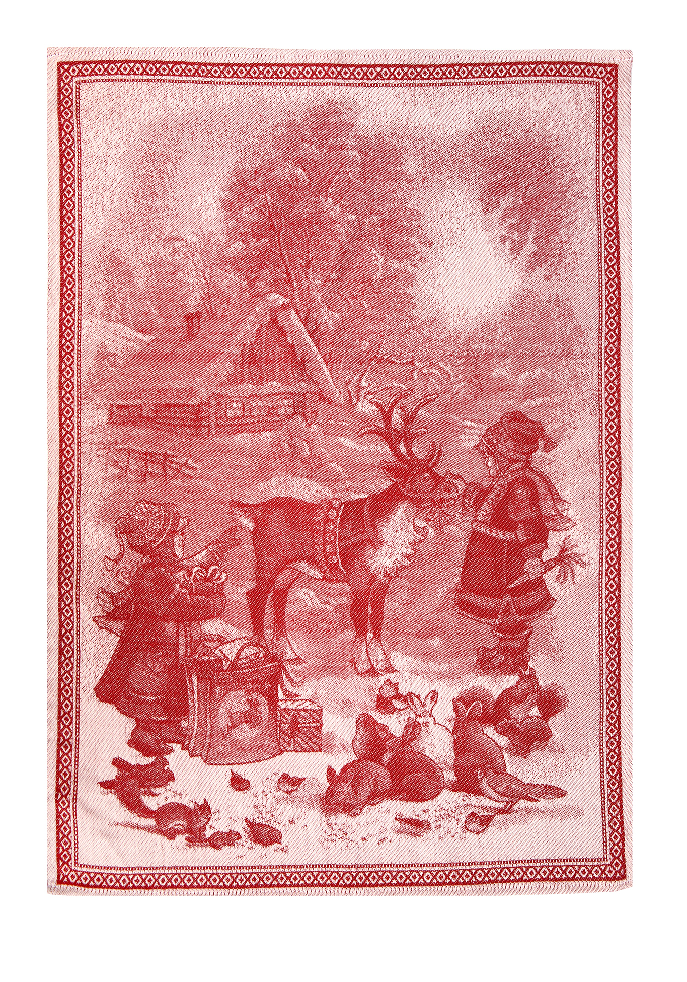 Кухонное жаккардовое полотенце, цвет красный, размер 50*70
