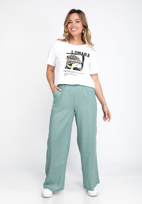 Брюки широкие из хлопка на резинке шир.  580, рис. 19