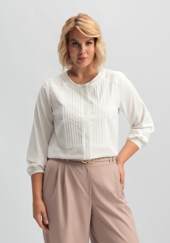 Блуза на пуговицах с декоративными складками шир.  580, рис. 8