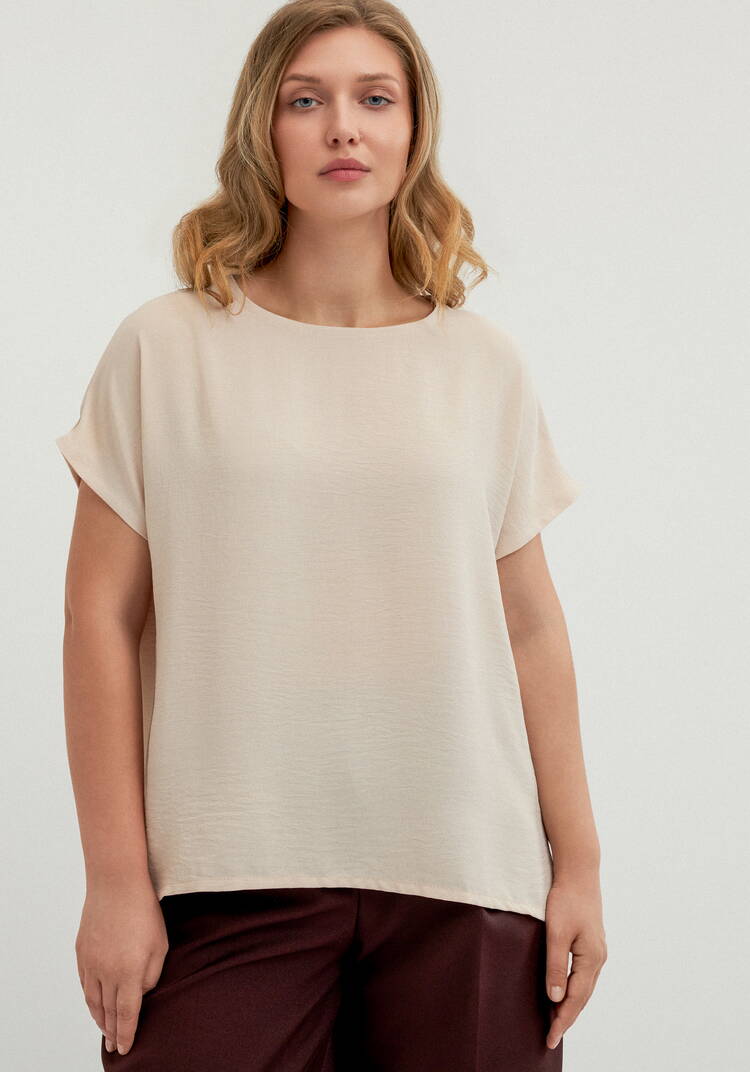 Блуза свободная со спущенным плечом шир.  750, рис. 28