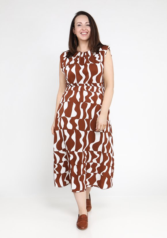 Платье с драпировкой и коротким рукавом шир.  580, рис. 1