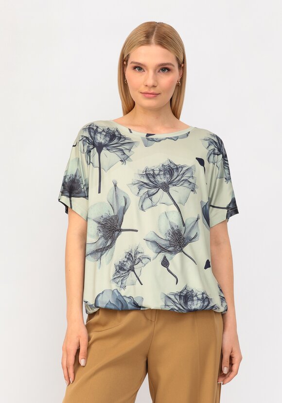 Блуза со стразами и цветочным принтом шир.  580, рис. 6