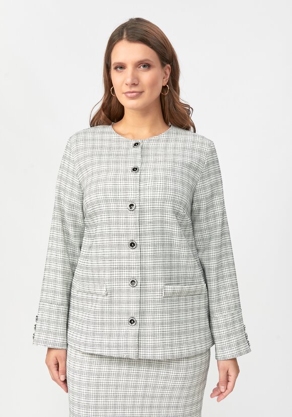 Пиджак на пуговицах из трикотажной ткани шир.  580, рис. 11