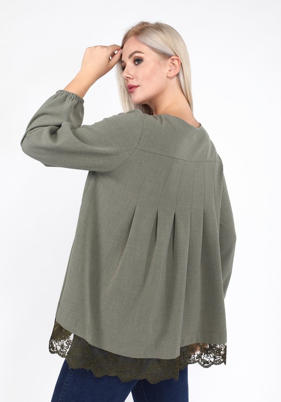 Блуза на пуговицах с отделкой из кружева шир.  580, рис. 6