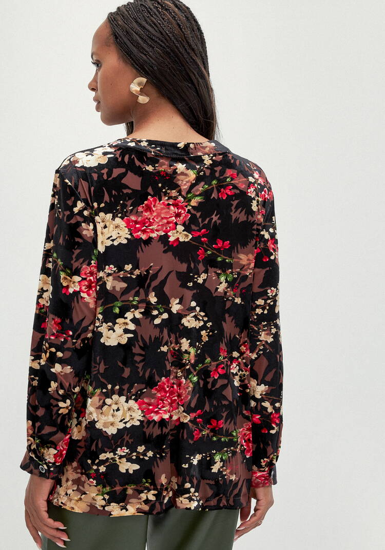 Блуза с цветочным принтом из бархатa шир.  750, рис. 3