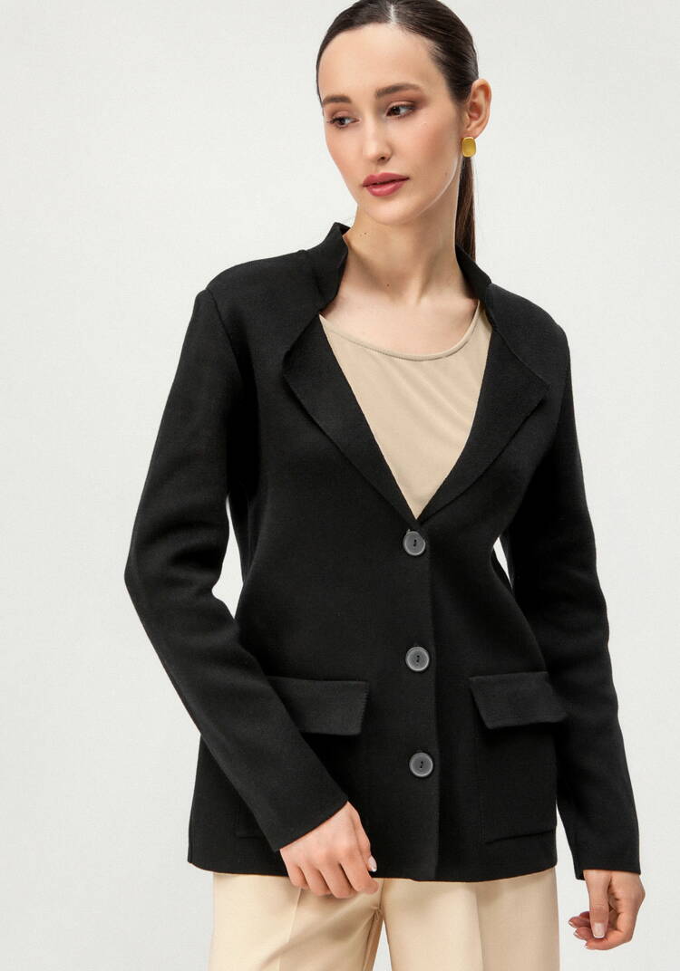 Жакет женский на пуговицах с карманами шир.  750, рис. 7