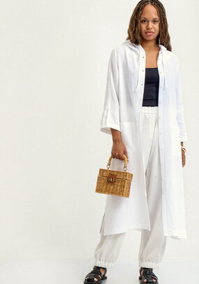 Пыльник с капюшоном свободного силуэта