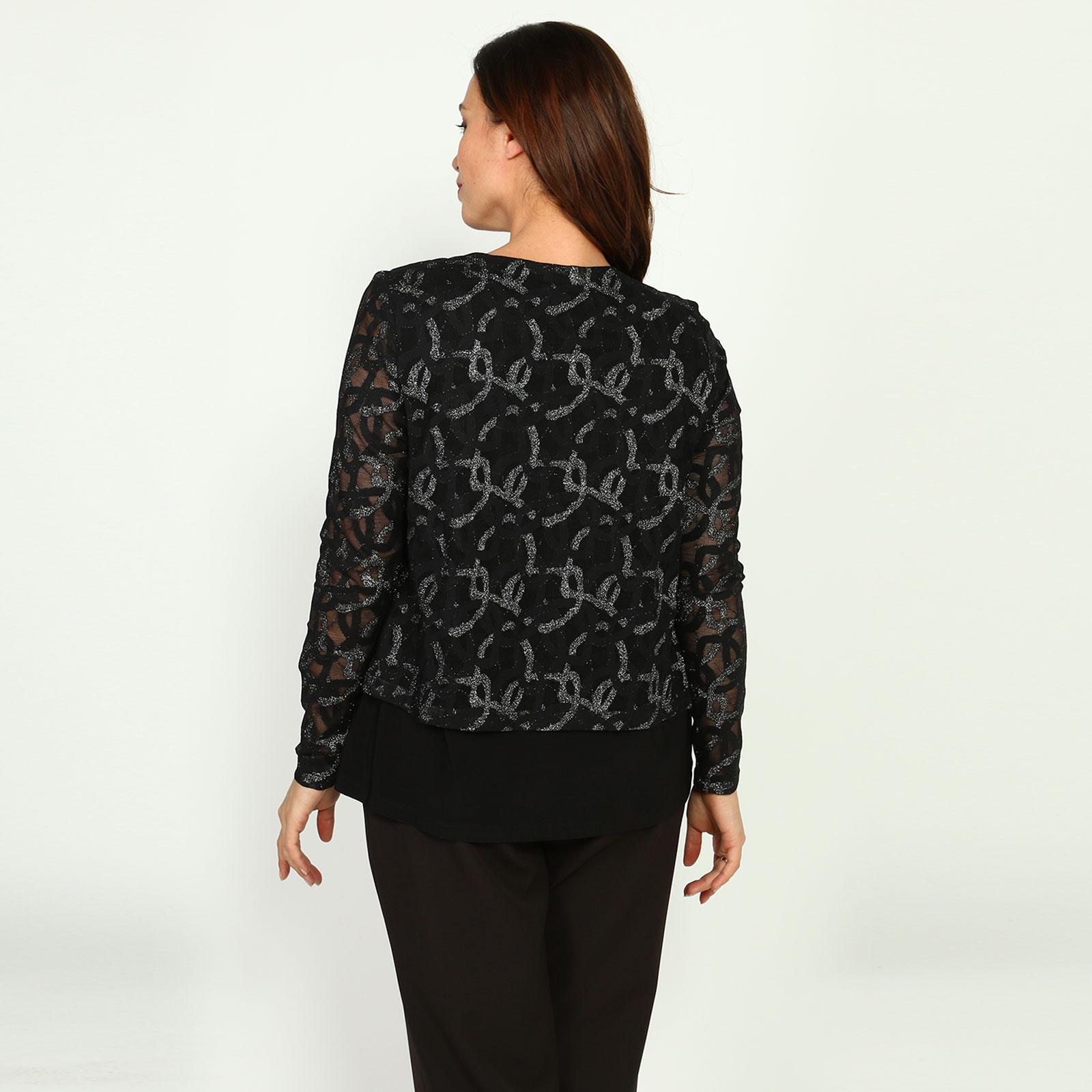 Блуза с эффектом двойки и завязками Elletto Life, размер 48, цвет черно-золотистый - фото 4
