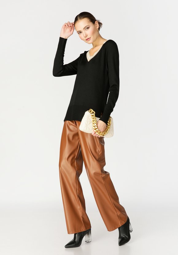 Пуловер женский с контрастной отделкой шир.  580, рис. 2