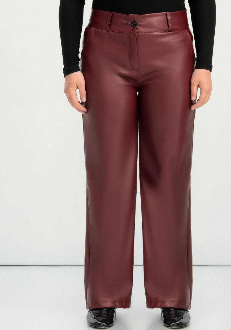 Брюки прямого кроя из экокожи шир.  750, рис. 4