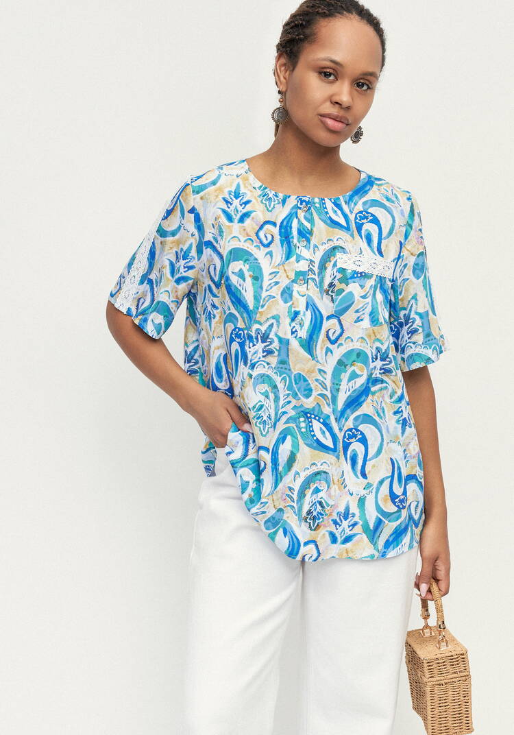 Блуза с лампасом из кружева по рукаву шир.  750, рис. 15