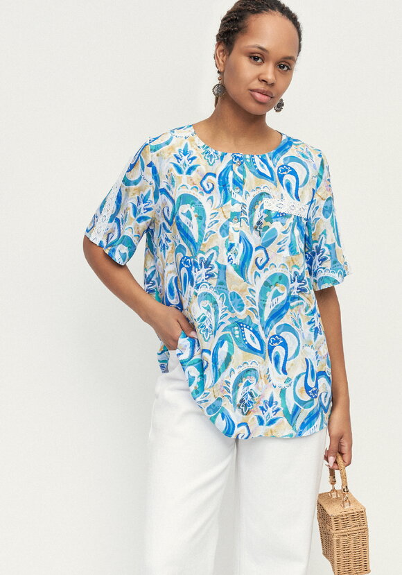 Блуза с лампасом из кружева по рукаву шир.  580, рис. 15