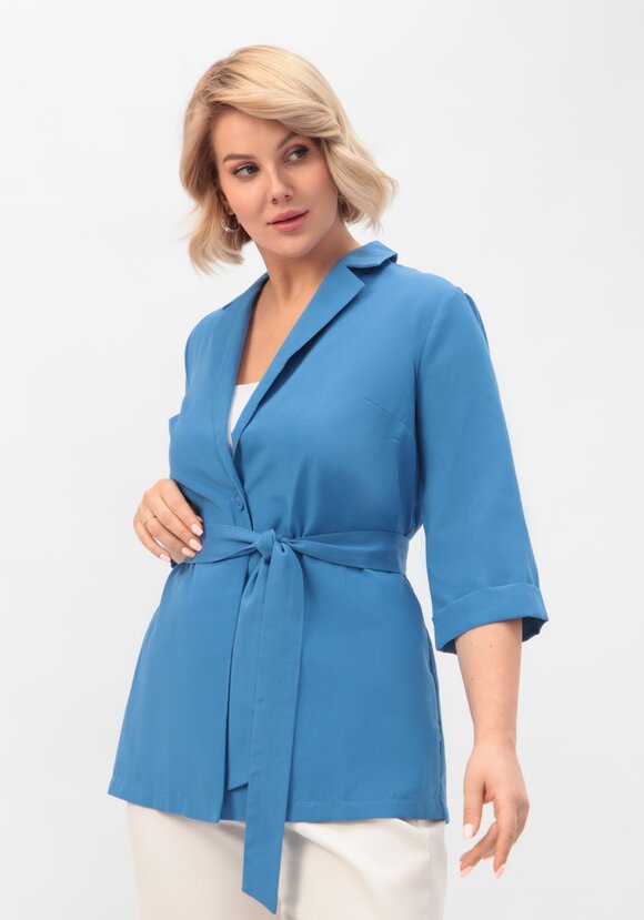 Пиджак с поясом из льна и хлопка шир.  580, рис. 15