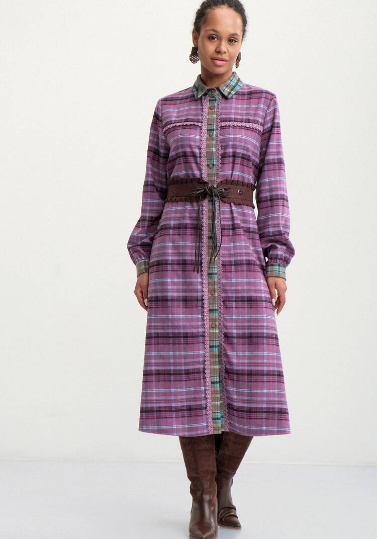 Платье-рубашка в клетку на пуговицах шир.  750, рис. 10