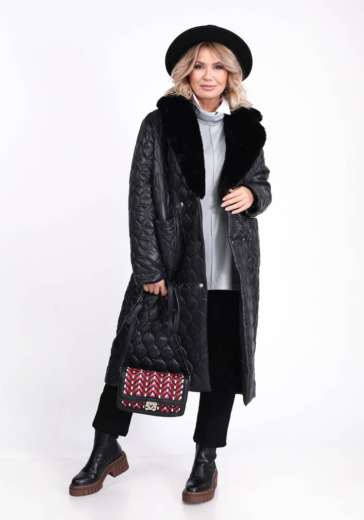 Пальто стеганое с меховым воротником шир.  750, рис. 20