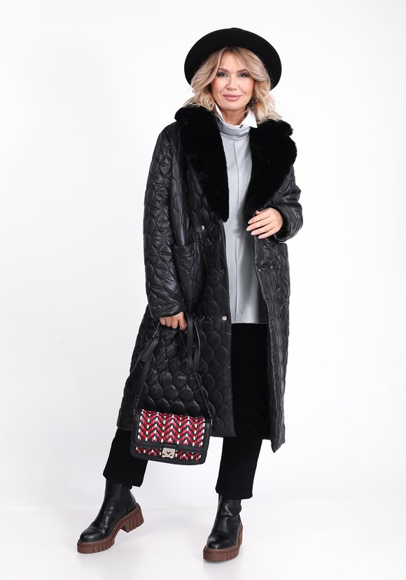 Пальто стеганое с меховым воротником шир.  580, рис. 20