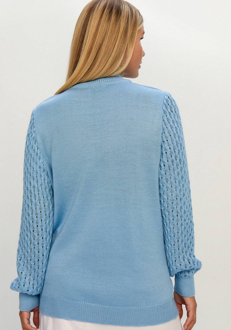 Джемпер с ажурными рукавами объемной вязки шир.  750, рис. 31